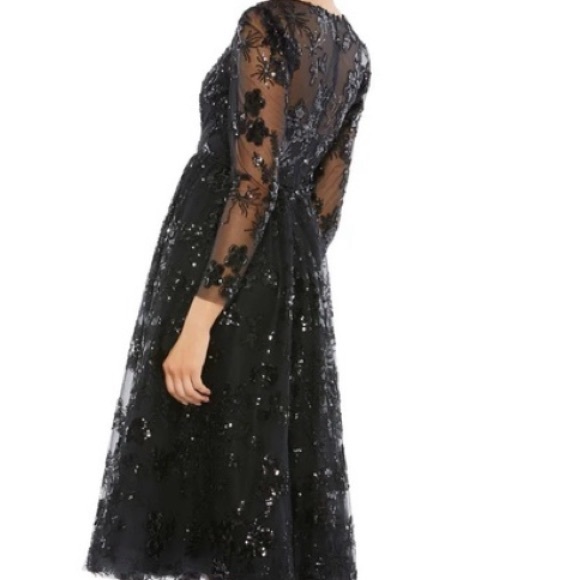 MacDuggal 67951 Embellished Illusion Long Sleeve midi dress - Picture 6 of 11